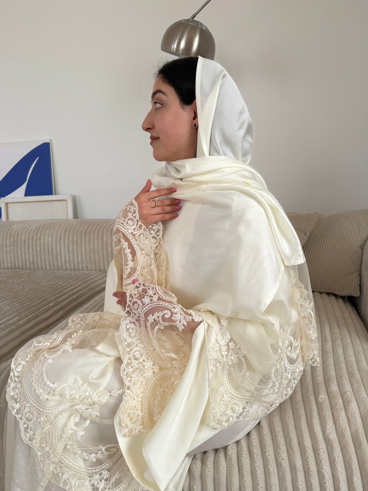 Milk veil Open abaya