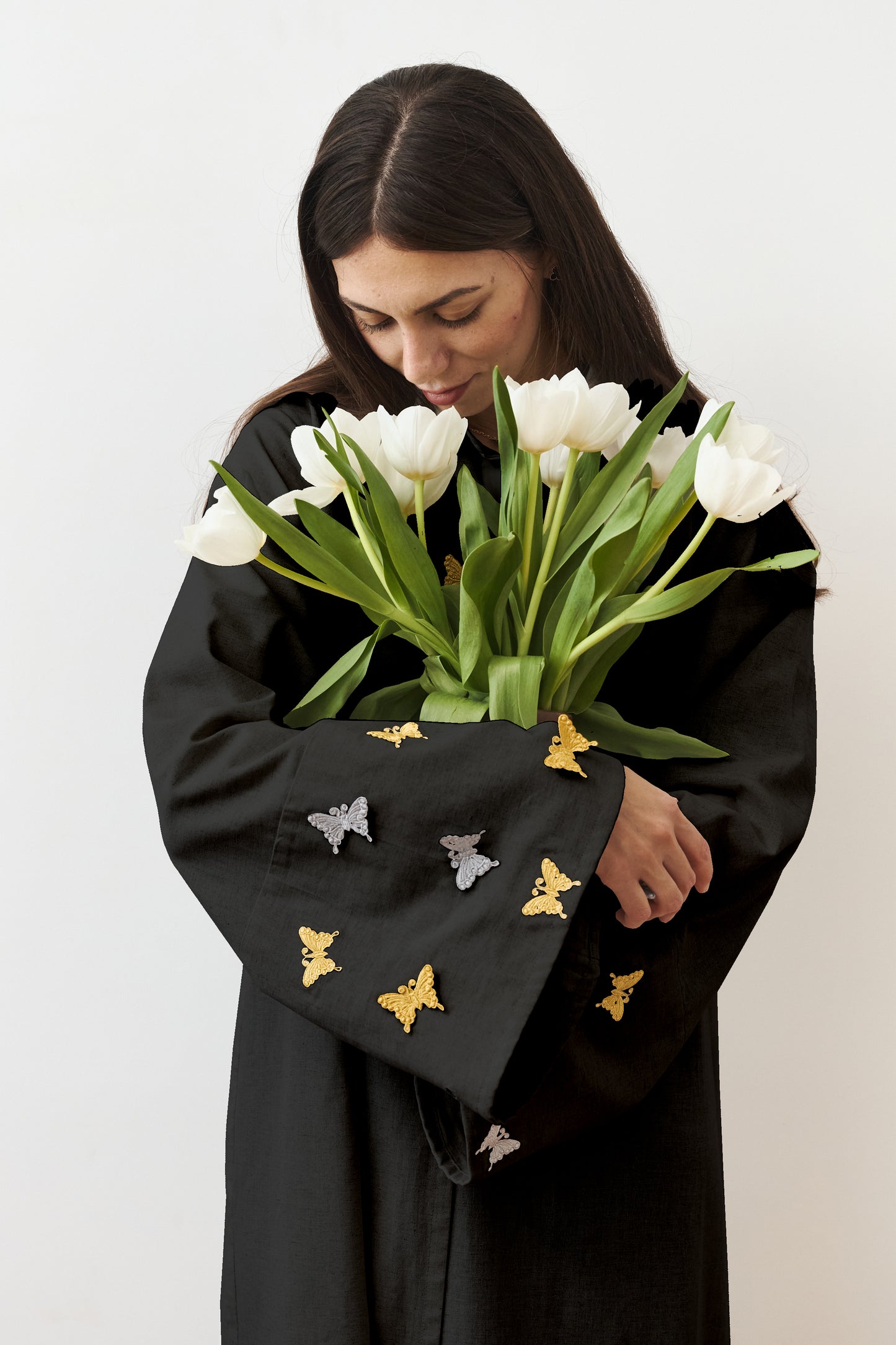Noor wings Open abaya Black