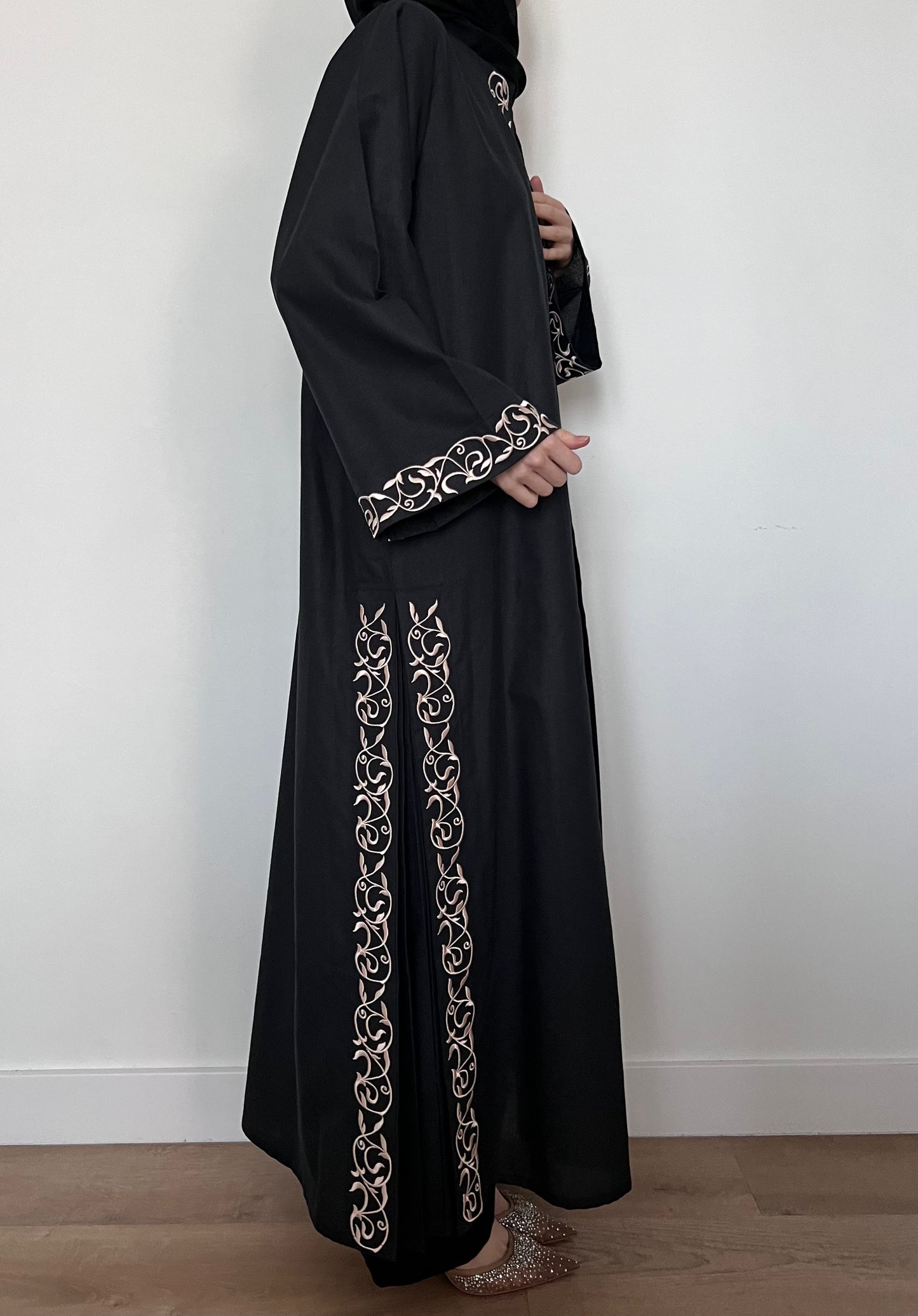Golden script Black abaya