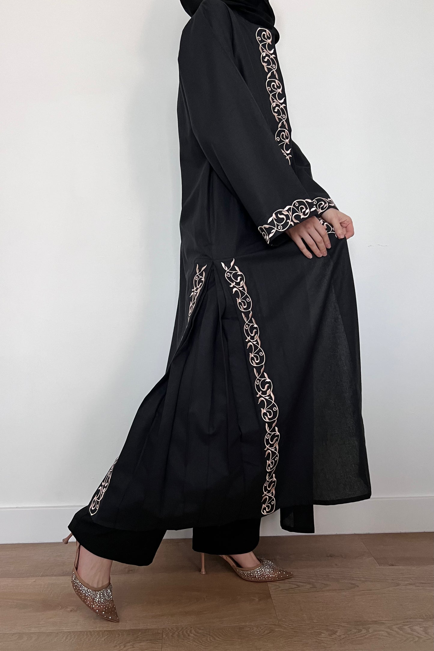 Golden script Black abaya