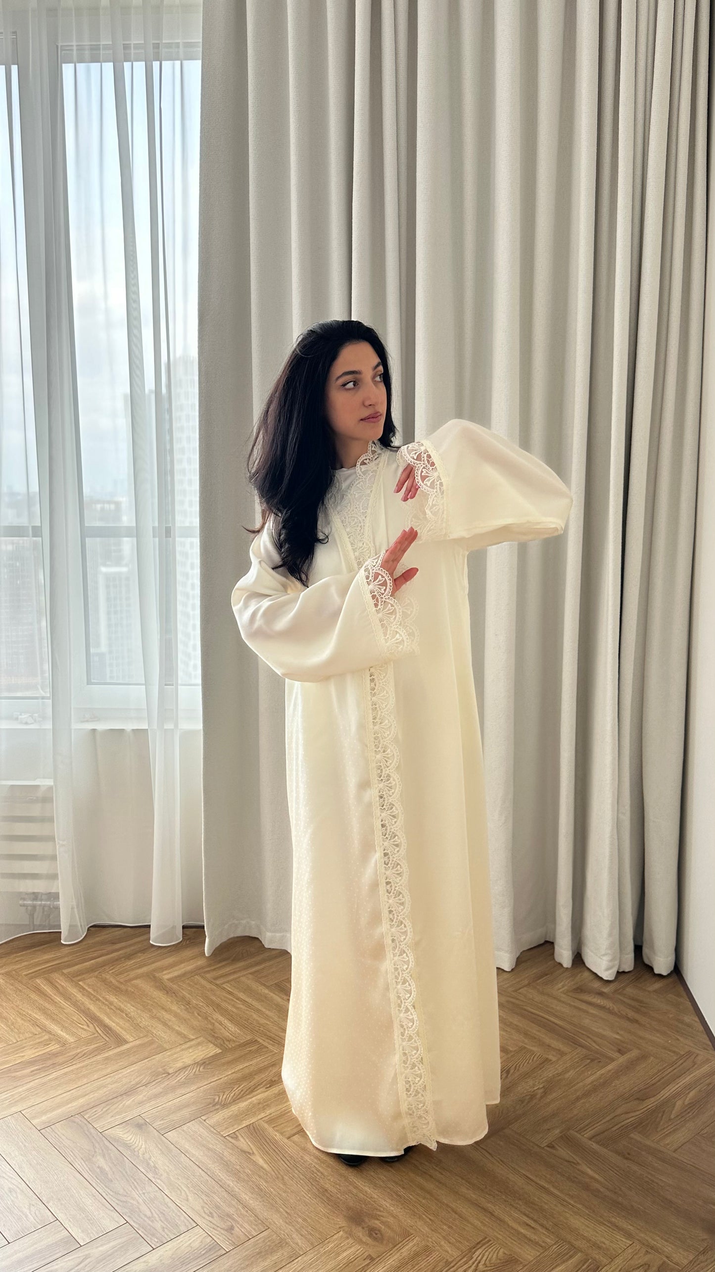 Jasmine pearl Open abaya