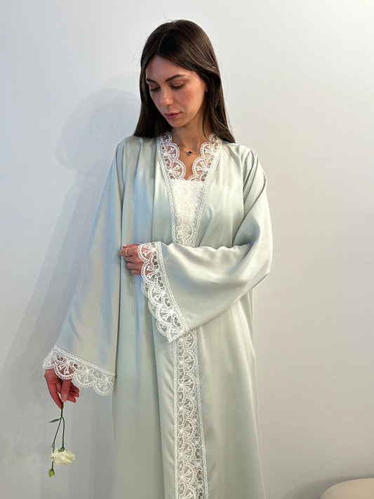 Matcha pearl Open abaya