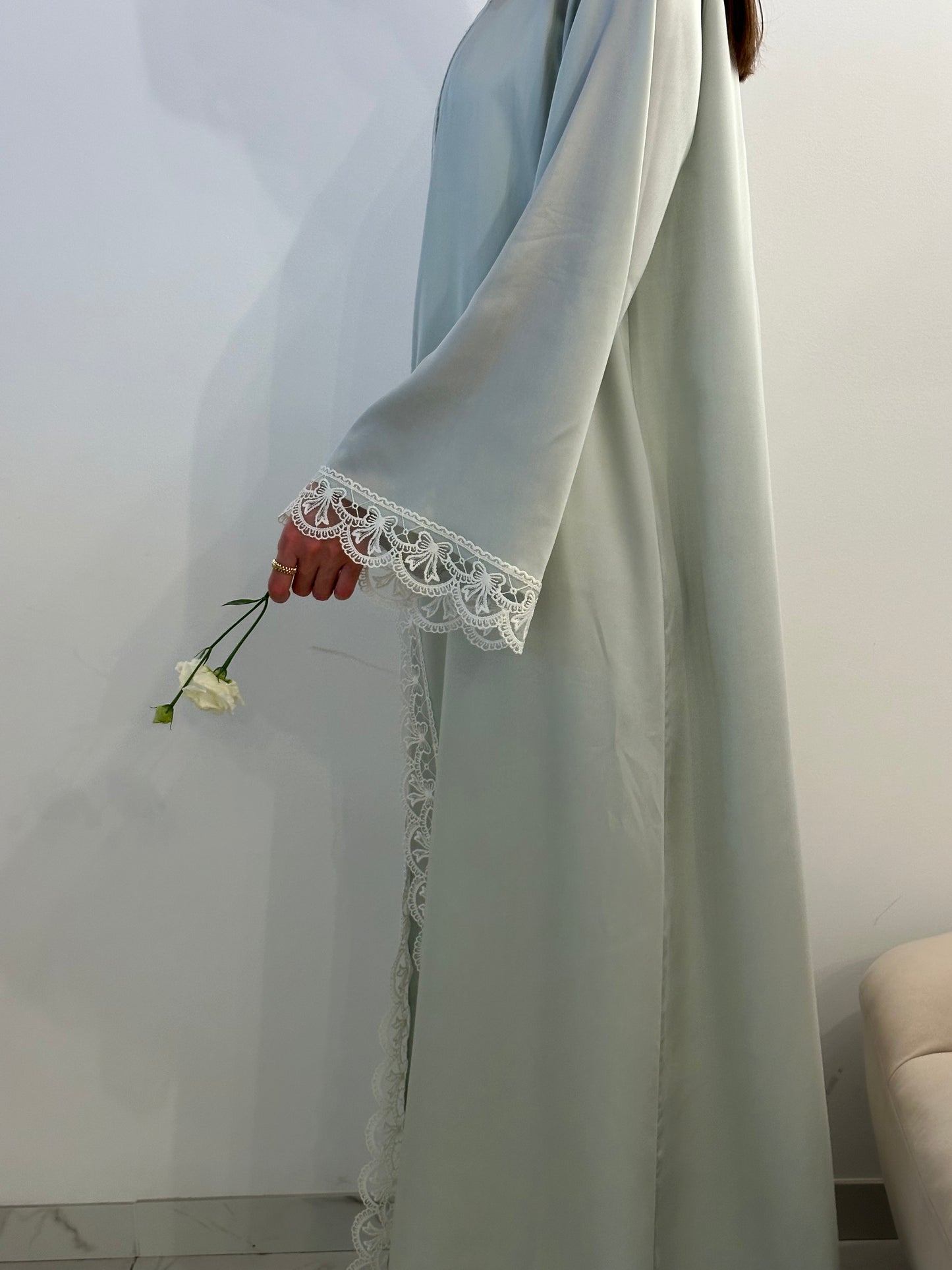Matcha pearl Open abaya
